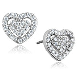 3W636 - Rhodium Brass Earrings with AAA Grade CZ in Clear - Alamode - Flyclothing LLC