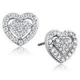3W636 - Rhodium Brass Earrings with AAA Grade CZ  in Clear - Alamode
