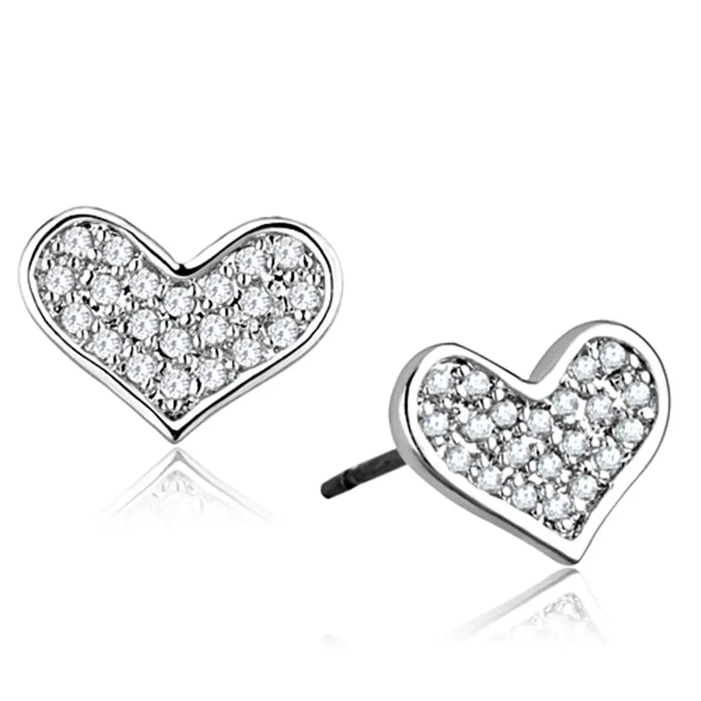 3W645 - Rhodium Brass Earrings with AAA Grade CZ in Clear - Alamode - Flyclothing LLC