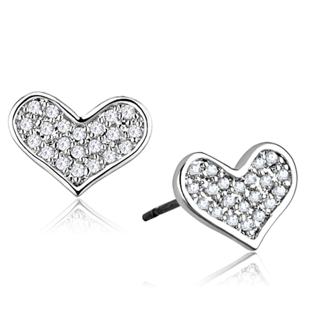 3W645 - Rhodium Brass Earrings with AAA Grade CZ  in Clear - Alamode
