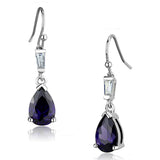 3W648 - Rhodium Brass Earrings with AAA Grade CZ  in Amethyst - Alamode
