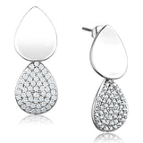3W659 - Rhodium Brass Earrings with AAA Grade CZ  in Clear