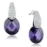 3W667 - Rhodium Brass Earrings with AAA Grade CZ in Amethyst - Alamode - Flyclothing LLC
