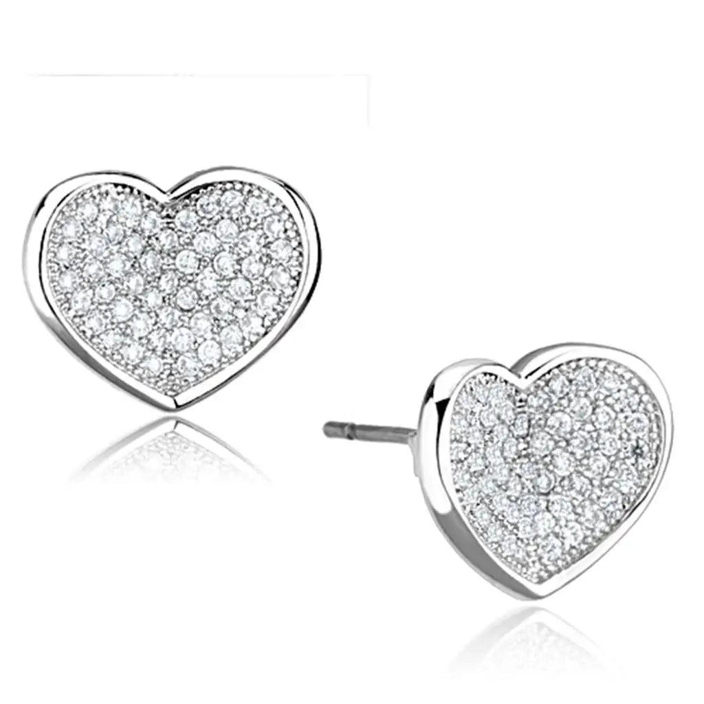 3W668 - Rhodium Brass Earrings with AAA Grade CZ in Clear - Alamode - Flyclothing LLC