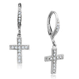 3W688 - Rhodium Brass Earrings with AAA Grade CZ  in Clear - Alamode