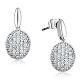 3W690 - Rhodium Brass Earrings with AAA Grade CZ  in Clear - Alamode