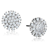 3W694 - Rhodium Brass Earrings with AAA Grade CZ  in Clear - Alamode