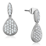3W696 - Rhodium Brass Earrings with AAA Grade CZ  in Clear - Alamode