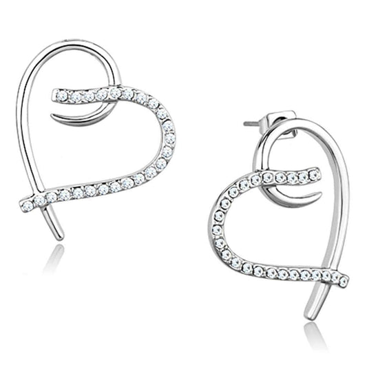 3W708 - Rhodium Brass Earrings with AAA Grade CZ in Clear - Alamode - Flyclothing LLC