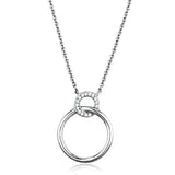 3W717 - Rhodium Brass Necklace with AAA Grade CZ  in Clear - Alamode