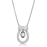 3W718 - Rhodium Brass Necklace with AAA Grade CZ  in Clear - Alamode