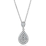 3W720 - Rhodium Brass Necklace with AAA Grade CZ  in Clear - Alamode