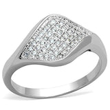 3W726 - Rhodium Brass Ring with AAA Grade CZ  in Clear - Alamode