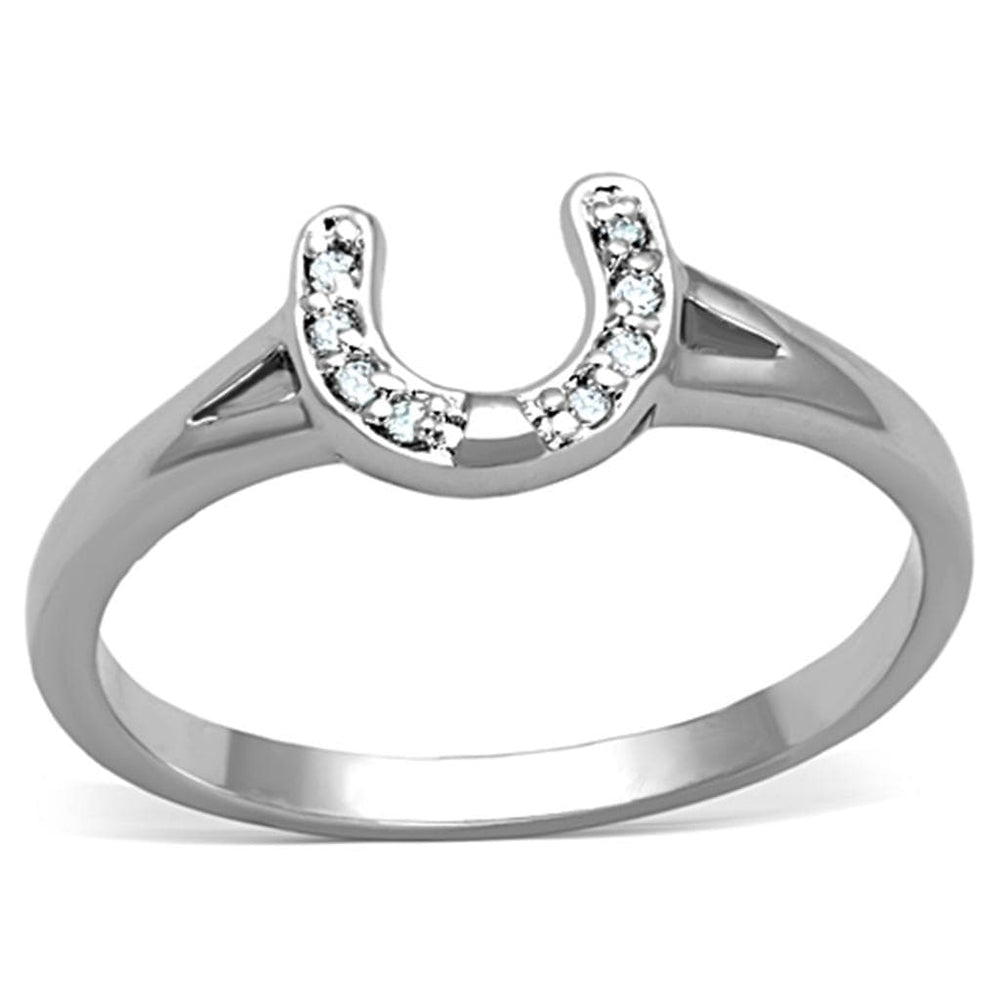 3W762 - Rhodium Brass Ring with AAA Grade CZ  in Clear - Alamode
