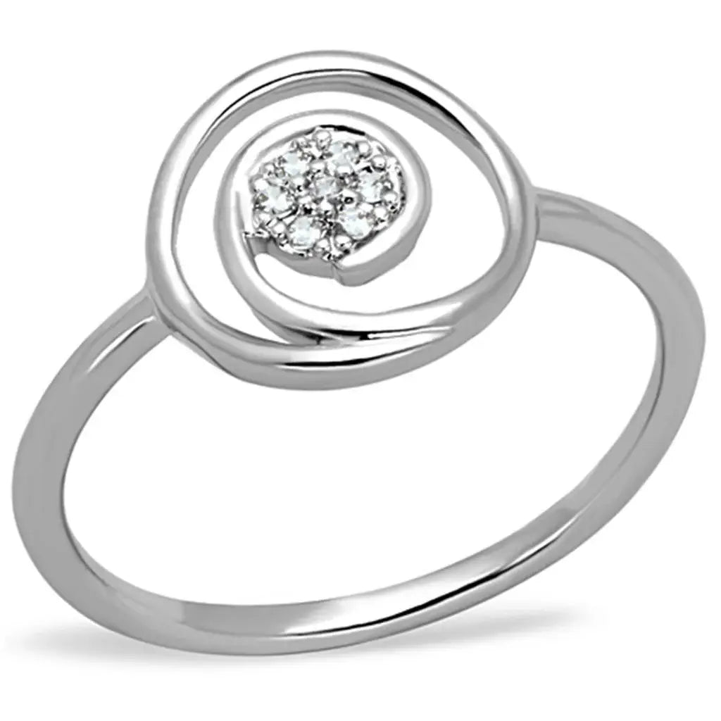 3W765 - Rhodium Brass Ring with AAA Grade CZ in Clear - Alamode - Flyclothing LLC