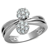 3W767 - Rhodium Brass Ring with AAA Grade CZ in Clear - Alamode - Flyclothing LLC