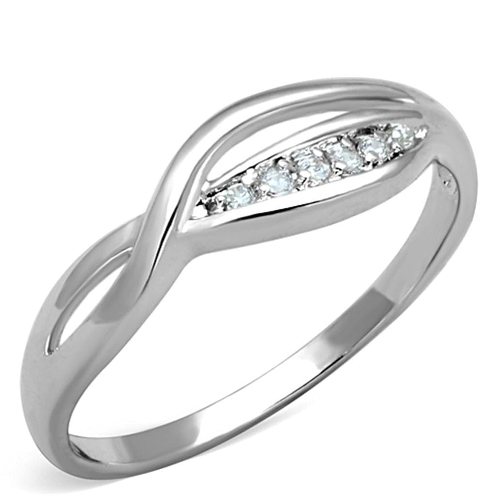 3W768 - Rhodium Brass Ring with AAA Grade CZ  in Clear - Alamode