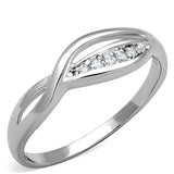3W768 - Rhodium Brass Ring with AAA Grade CZ  in Clear - Alamode