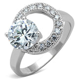 3W774 - Rhodium Brass Ring with AAA Grade CZ  in Clear - Alamode