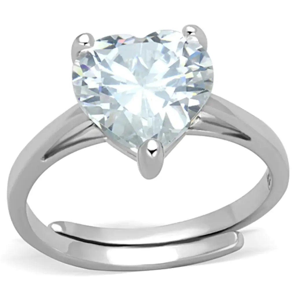 3W776 - Rhodium Brass Ring with AAA Grade CZ in Clear - Alamode - Flyclothing LLC