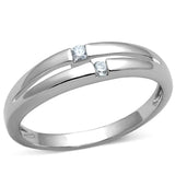 3W779 - Rhodium Brass Ring with AAA Grade CZ  in Clear - Alamode
