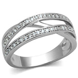 3W782 - Rhodium Brass Ring with AAA Grade CZ  in Clear - Alamode