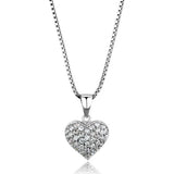 3W793 - Rhodium Brass Chain Pendant with AAA Grade CZ in Clear - Alamode - Flyclothing LLC