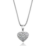 3W793 - Rhodium Brass Chain Pendant with AAA Grade CZ  in Clear - Alamode
