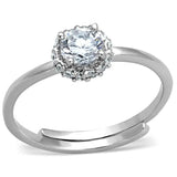 3W795 - Rhodium Brass Ring with AAA Grade CZ  in Clear - Alamode