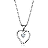 3W797 - Rhodium Brass Chain Pendant with AAA Grade CZ in Clear - Alamode - Flyclothing LLC