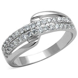 3W798 - Rhodium Brass Ring with AAA Grade CZ in Clear - Alamode - Flyclothing LLC