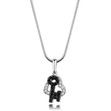 3W799 - Rhodium + Ruthenium Brass Chain Pendant with AAA Grade CZ in Black Diamond - Alamode - Flyclothing LLC