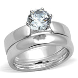 3W805 - Rhodium Brass Ring with AAA Grade CZ  in Clear - Alamode