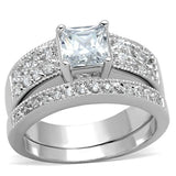 3W817 - Rhodium Brass Ring with AAA Grade CZ in Clear - Alamode - Flyclothing LLC