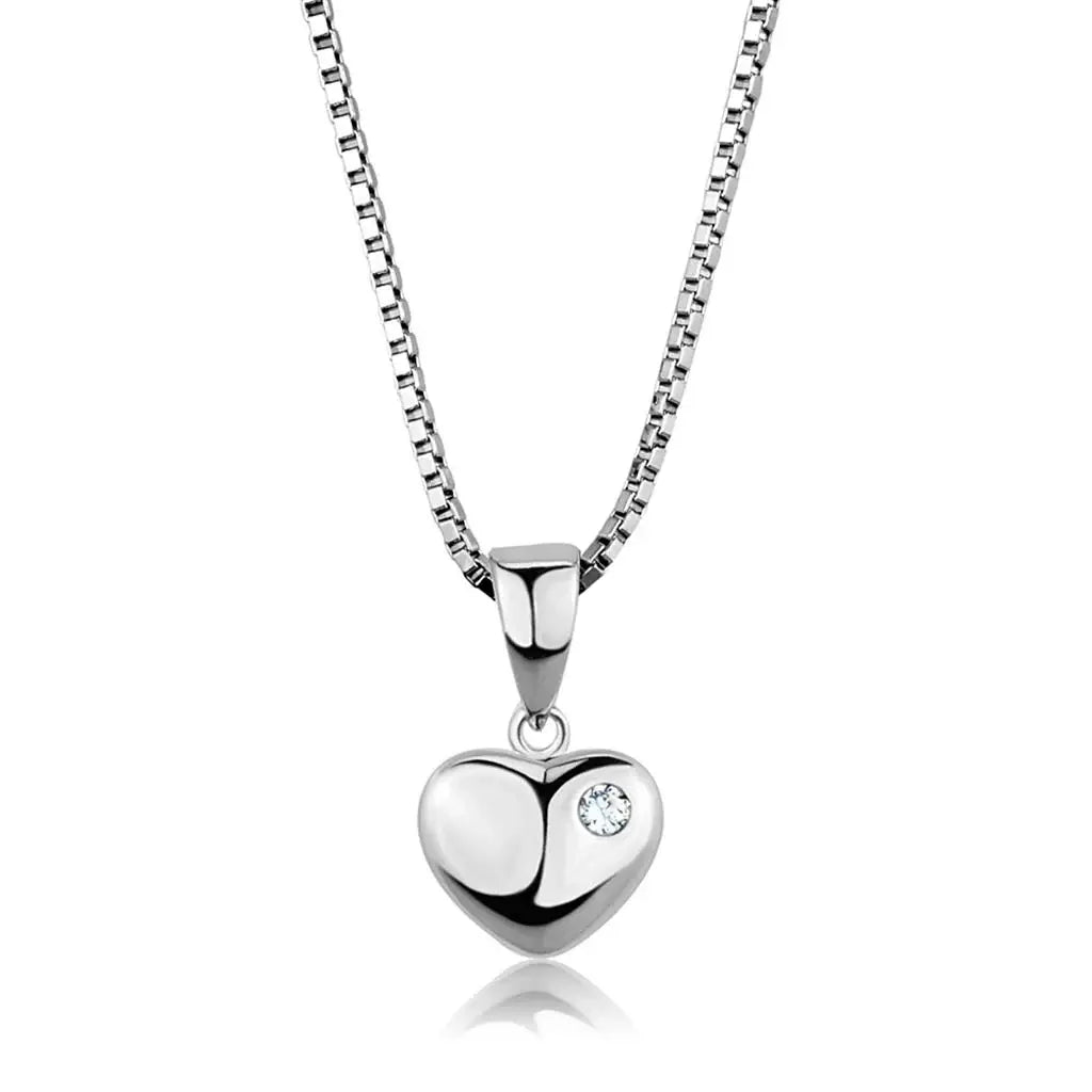 3W825 - Rhodium Brass Chain Pendant with AAA Grade CZ in Clear - Alamode - Flyclothing LLC