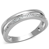 3W829 - Rhodium Brass Ring with AAA Grade CZ  in Clear - Alamode