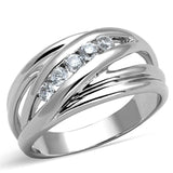 3W830 - Rhodium Brass Ring with AAA Grade CZ  in Clear - Alamode