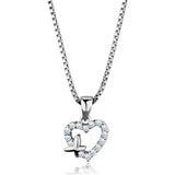 3W840 - Rhodium Brass Chain Pendant with AAA Grade CZ in Clear - Alamode - Flyclothing LLC