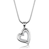 3W841 - Rhodium Brass Chain Pendant with AAA Grade CZ in Clear - Alamode - Flyclothing LLC