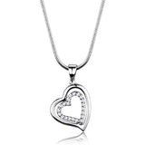 3W841 - Rhodium Brass Chain Pendant with AAA Grade CZ  in Clear - Alamode