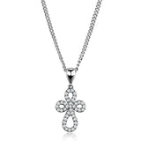 3W845 - Rhodium Brass Chain Pendant with AAA Grade CZ  in Clear - Alamode