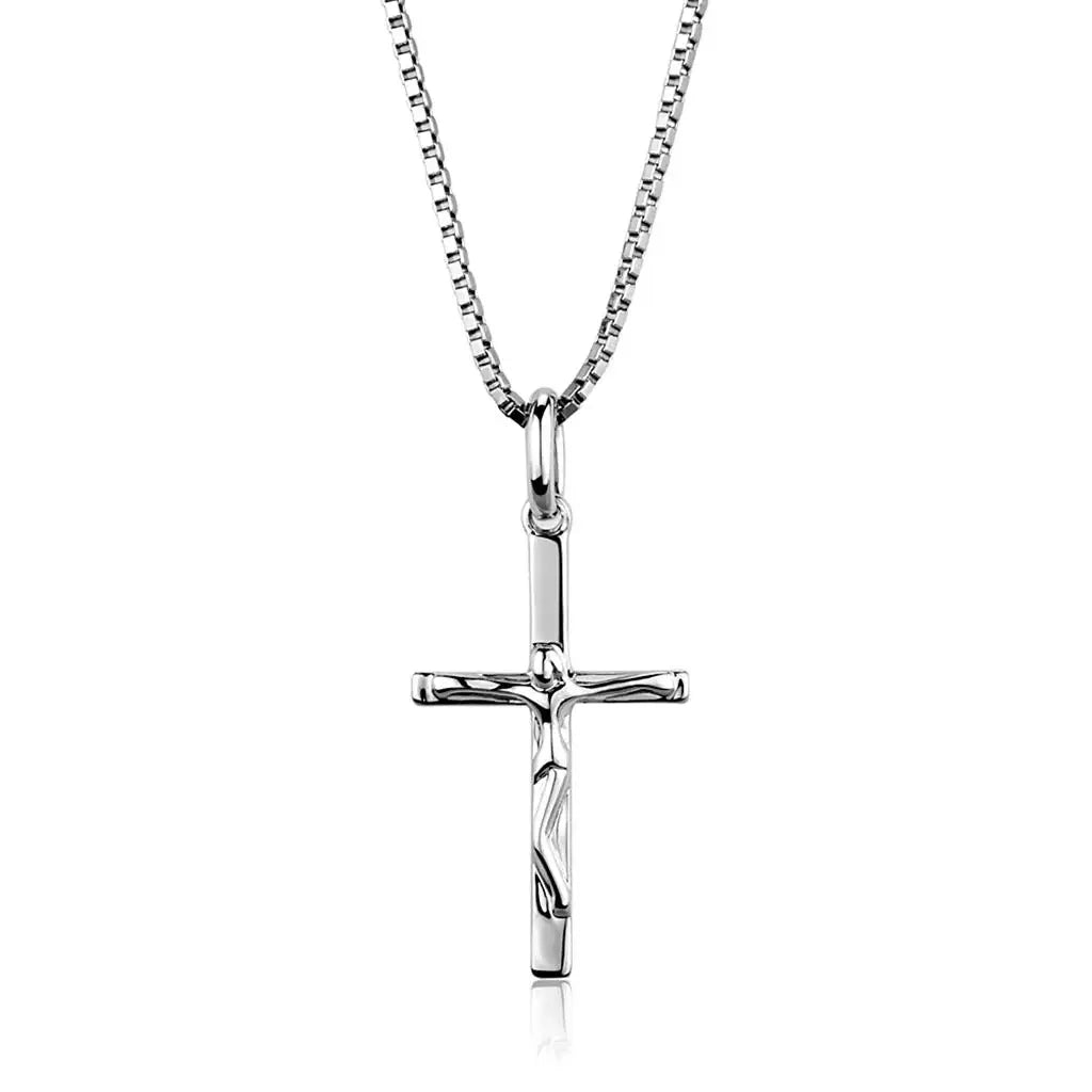 3W847 - Rhodium Brass Chain Pendant with No Stone - Alamode - Flyclothing LLC