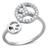 3W853 - Rhodium Brass Ring with AAA Grade CZ in Clear - Alamode - Flyclothing LLC