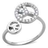 3W853 - Rhodium Brass Ring with AAA Grade CZ  in Clear - Alamode