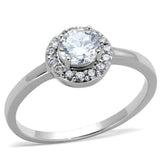 3W863 - Rhodium Brass Ring with AAA Grade CZ  in Clear - Alamode
