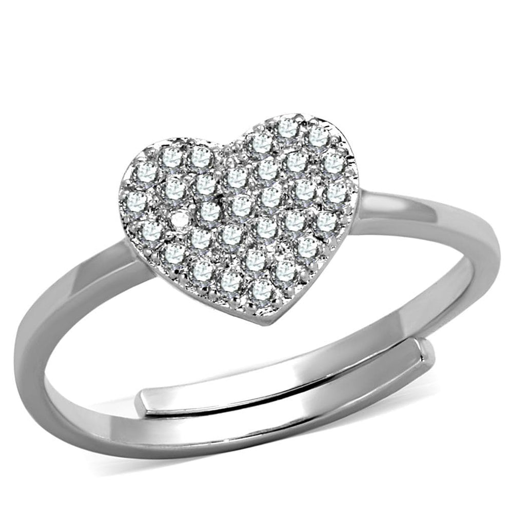 3W865 - Rhodium Brass Ring with AAA Grade CZ  in Clear - Alamode