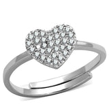 3W865 - Rhodium Brass Ring with AAA Grade CZ  in Clear - Alamode
