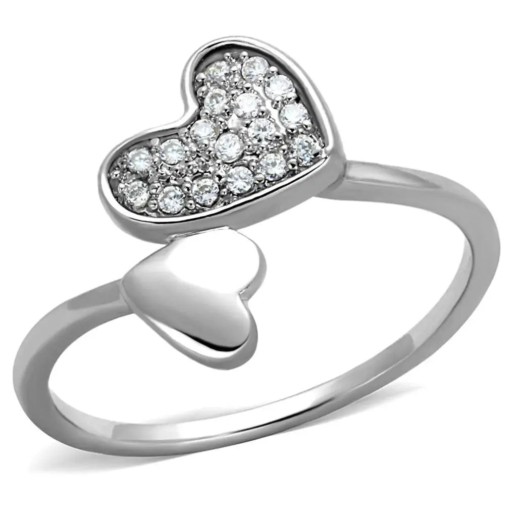 3W867 - Rhodium Brass Ring with AAA Grade CZ in Clear - Alamode - Flyclothing LLC