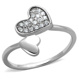 3W867 - Rhodium Brass Ring with AAA Grade CZ  in Clear - Alamode
