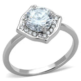 3W877 - Rhodium Brass Ring with AAA Grade CZ  in Clear - Alamode